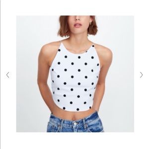 Zara Black and white polkadot tank